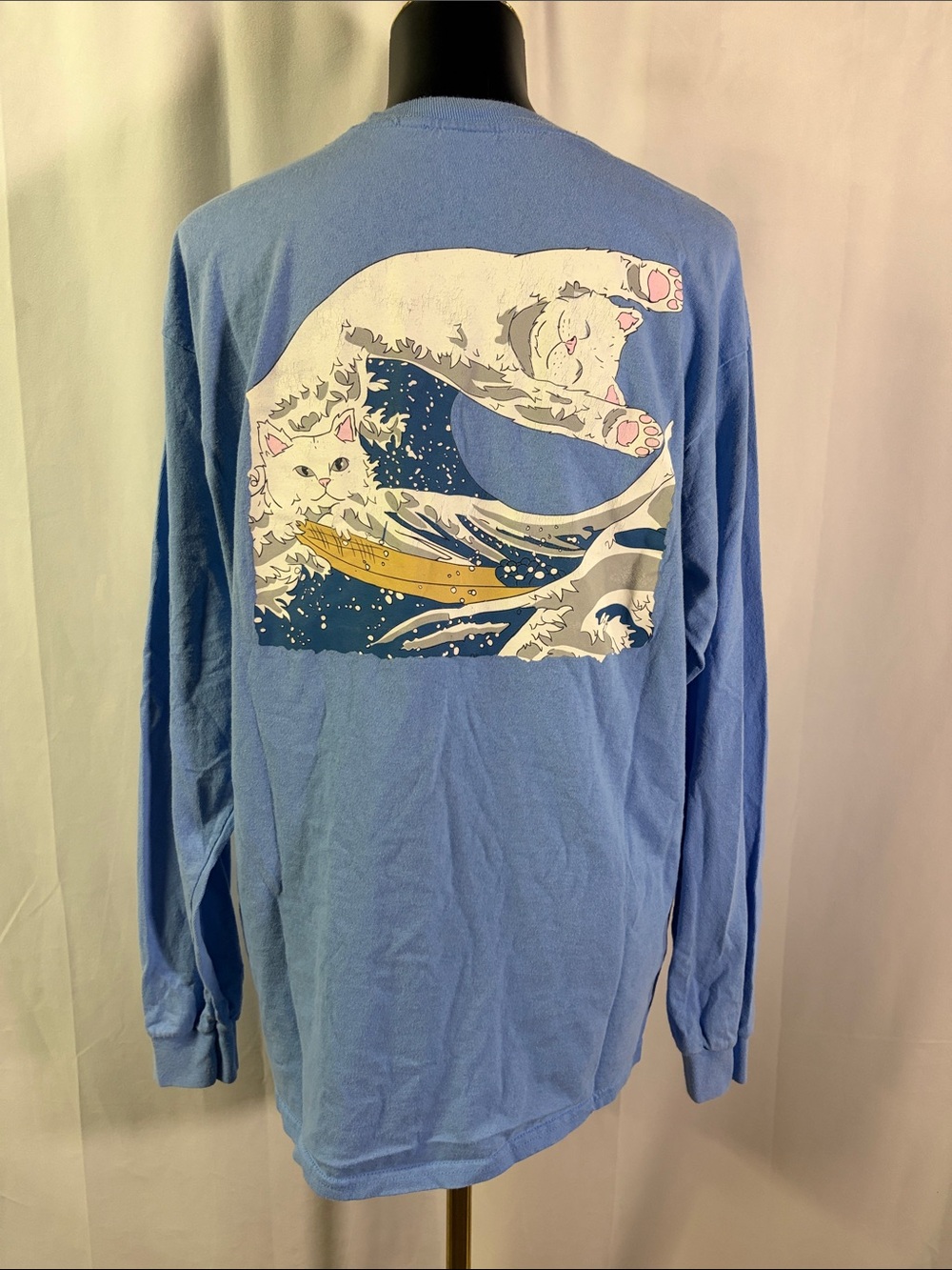 RIPNDIP Thy Great Wave Of Nerm Light Blue Long Sleeve T-Shirt